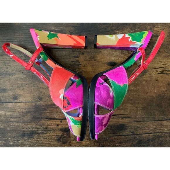 RARE-Balenciaga Printed Satin  Slingback Sandals Size 37/7 Excellent - Picture 4 of 13